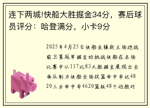 连下两城!快船大胜掘金34分，赛后球员评分：哈登满分，小卡9分